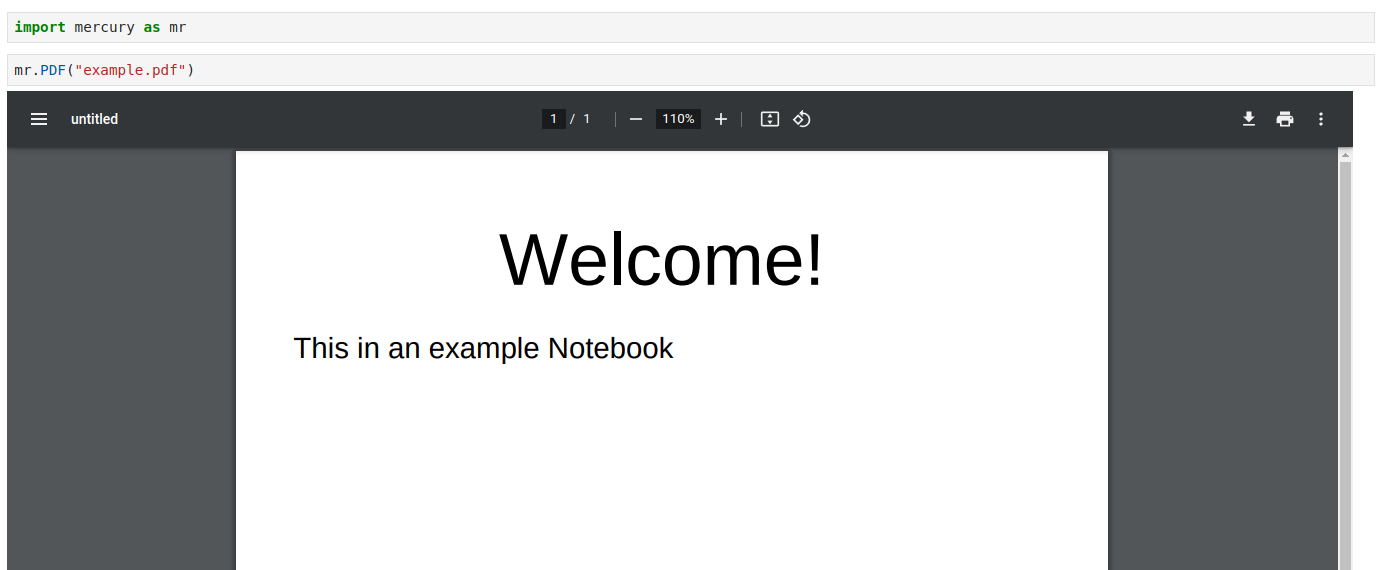 Example from Jupyter Notebook.