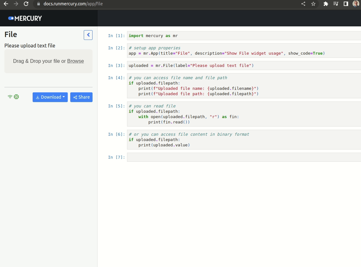 App with File widget