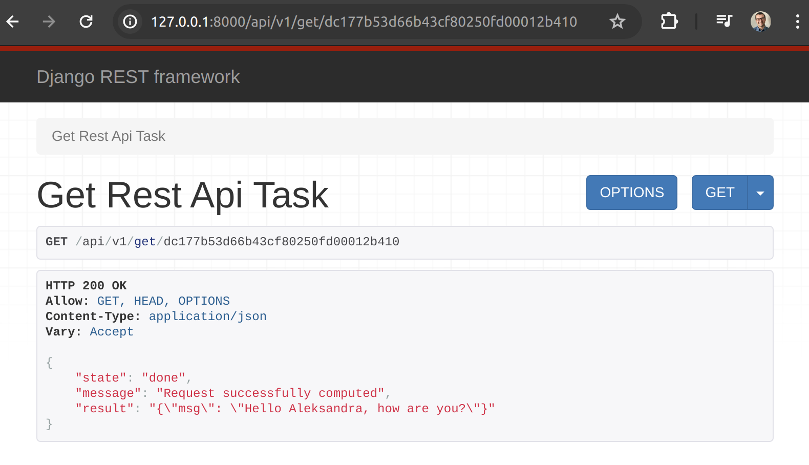Response from notebook executed with REST API