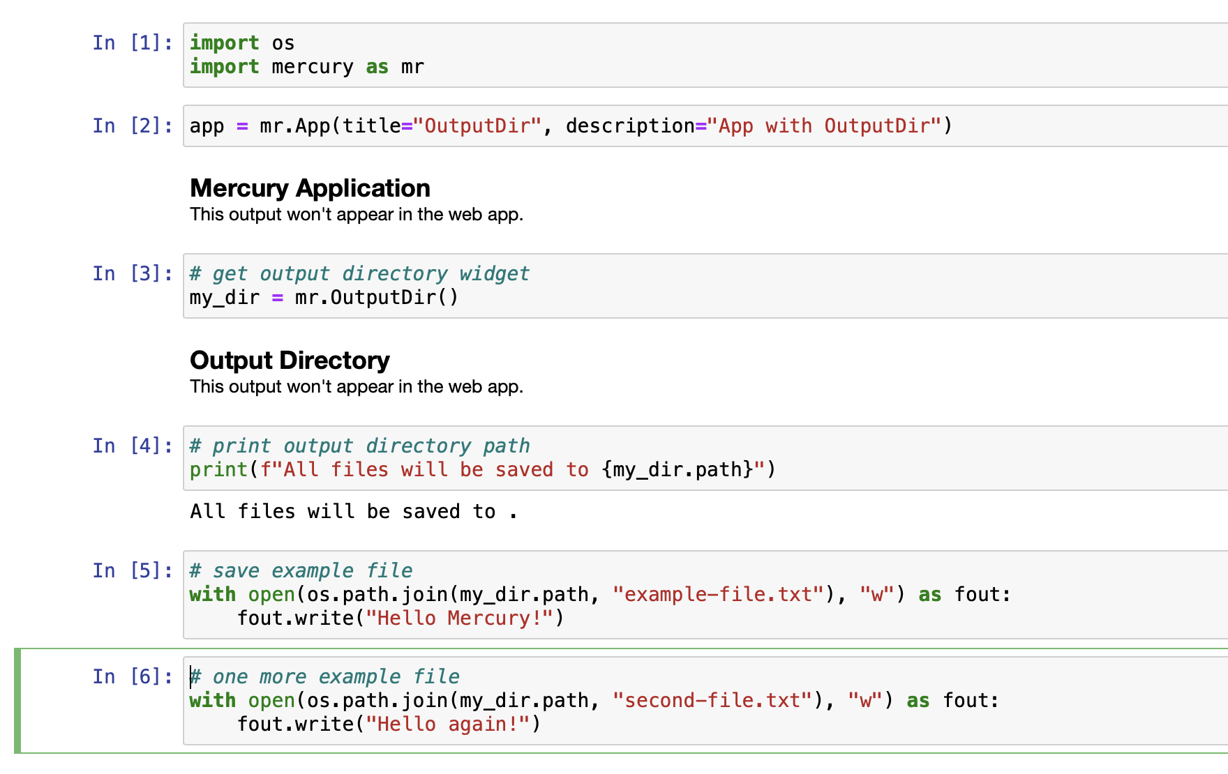 Python notebook with OutputDir