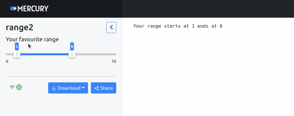 Mercury App with range widget