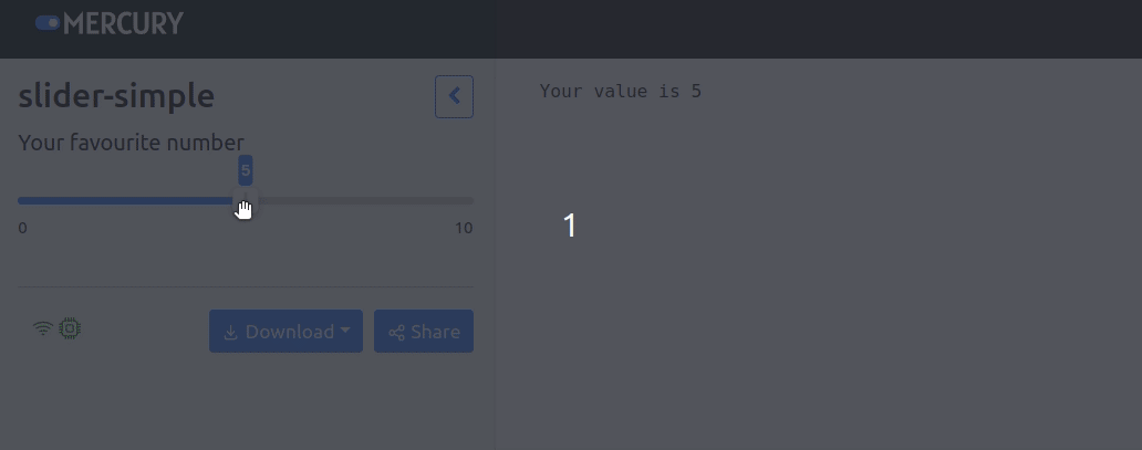 Mercury App with slider widget created in Jupyter Notebook